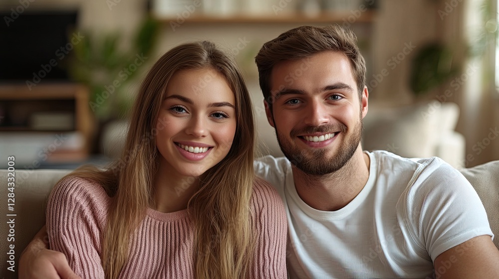 Couple Relaxing on Couch at Home Couple Relaxing on Couch at Home