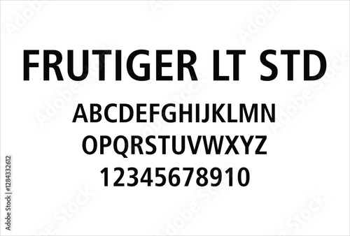 Frutiger LT Std font for logo and headline. Isolated vector typeset