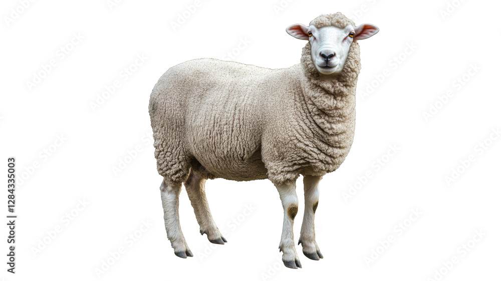 Sheep standing gracefully on a white background Sheep standing gracefully on a white background