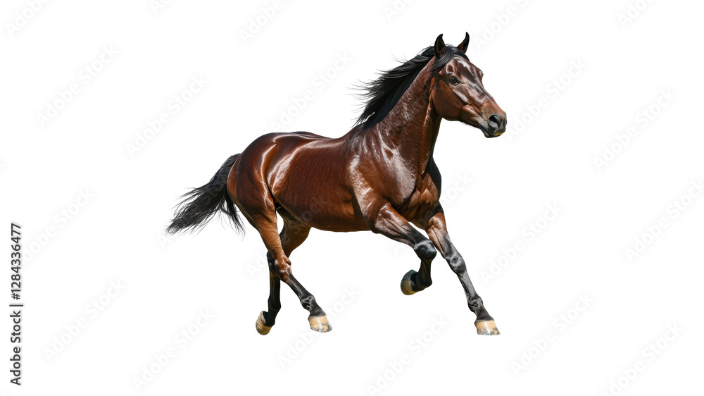 Brown horse running with grace across open space Brown horse running with grace across open space