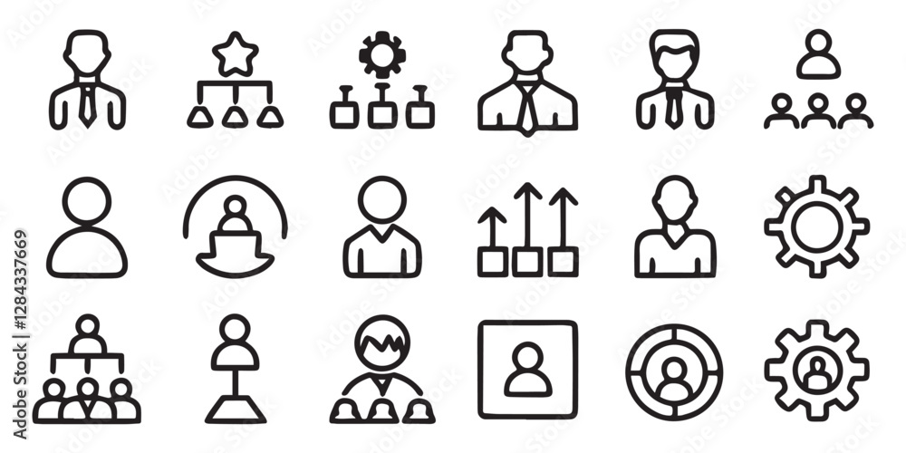 Operation management and business administration editable stroke Operation management and business administration editable stroke