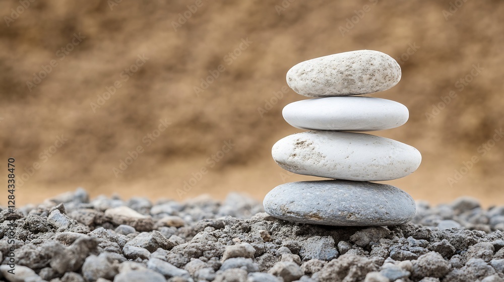 Balanced stones stacked on top of each other symbolizing harmony and tranquility against a blurred earthy background : Generative AI Balanced stones stacked on top of each other symbolizing harmony and tranquility against a blurred earthy background : Generative AI
