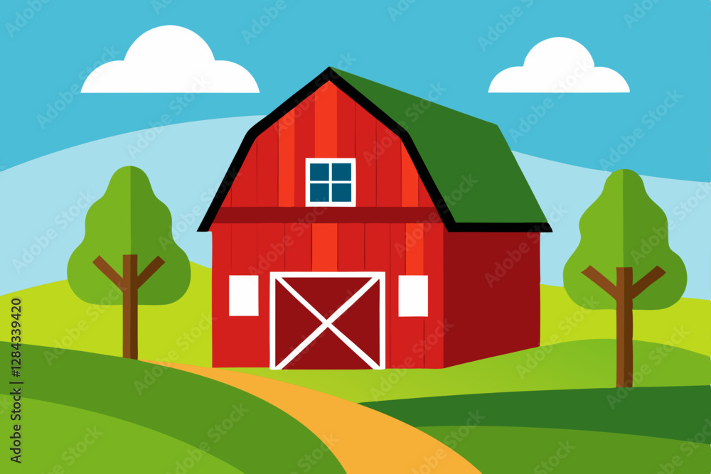 Naklejka premium farm house and barn
