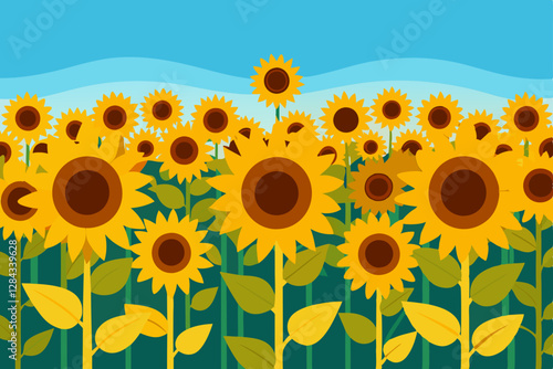 sunflowers on a blue background