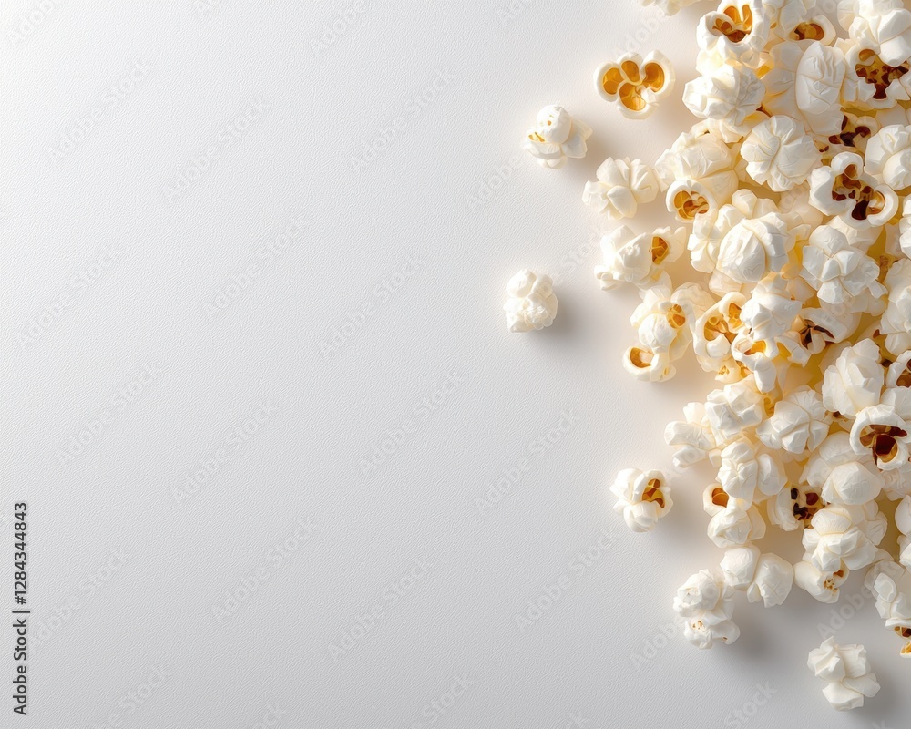 Delicious popcorn scattered on a clean surface, perfect for snacks or movie nights. Delicious popcorn scattered on a clean surface, perfect for snacks or movie nights.