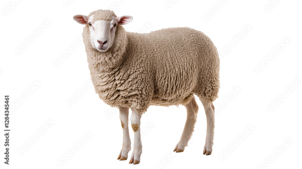 Fototapeta premium Curious sheep on white background