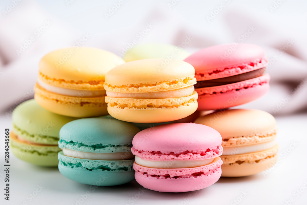 Small cakes on a light background. French sweets. Macarons Small cakes on a light background. French sweets. Macarons