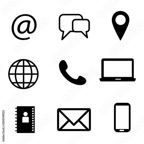 various different black icons including a laptop and other electronic devices