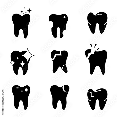 a collection of dental items that includes teeth, a tooth, a dent and other