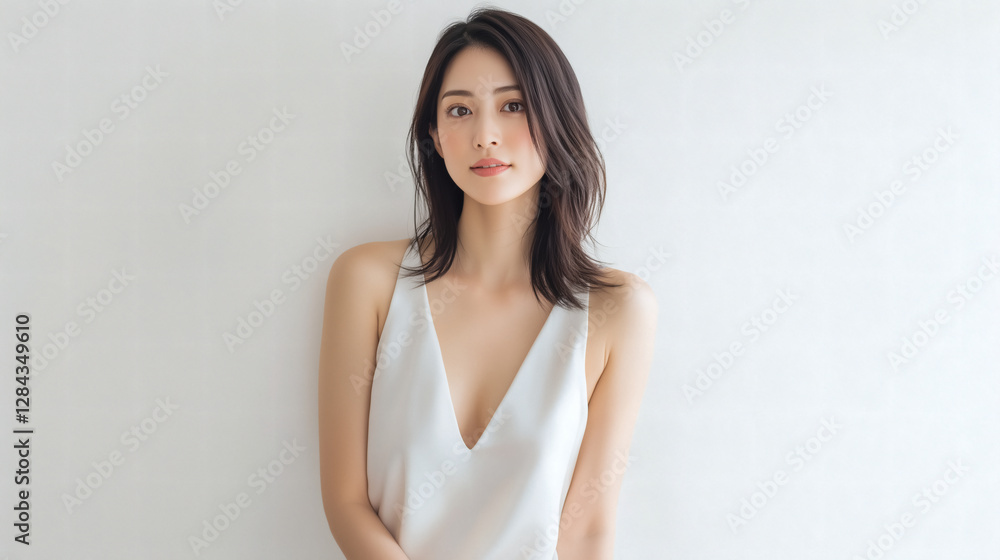 High-Quality Studio Portrait of an Asian Woman in Satin High-Quality Studio Portrait of an Asian Woman in Satin