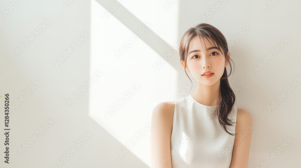 Youthful Glow: Elegant Asian Woman with a Fresh Look Youthful Glow: Elegant Asian Woman with a Fresh Look