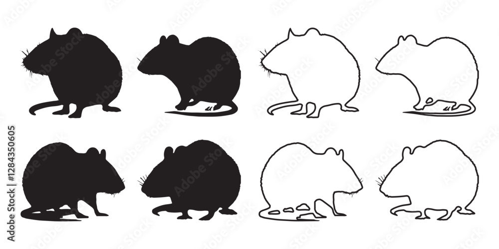 Fototapeta premium Rat Silhouette - Professional Small Animal Illustration - Sharp and Detailed Rat Vector - Rat Icon 