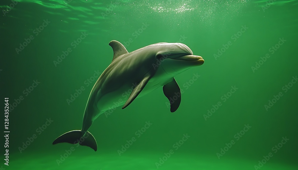 Fototapeta premium A beautiful underwater shot of a playful dolphin swimming freely