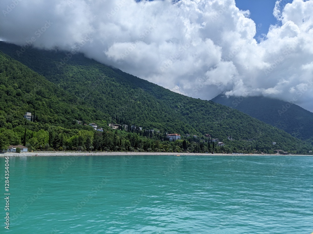 Scenic Mountain Landscape with Lush Greenery and Turquoise Water – Serene Nature View Scenic Mountain Landscape with Lush Greenery and Turquoise Water – Serene Nature View