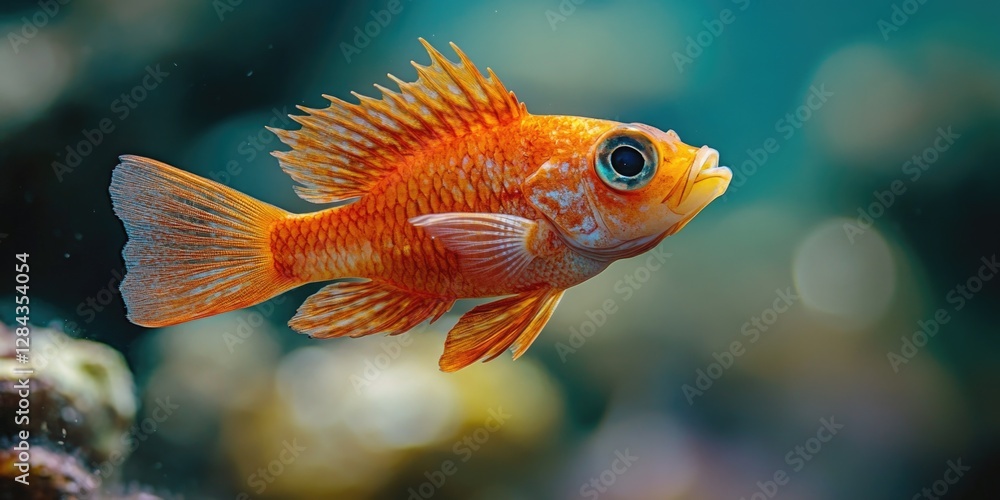 Fototapeta premium Vibrant orange clownfish in the ocean.