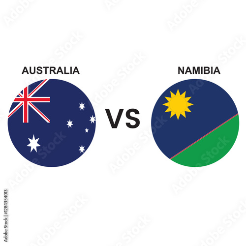 ICC World Cup Australia vs Namibia or Namibia vs Australia cricket match concept, flags in circle. Editable vector file, Best Match between two countries for social media and others. photo