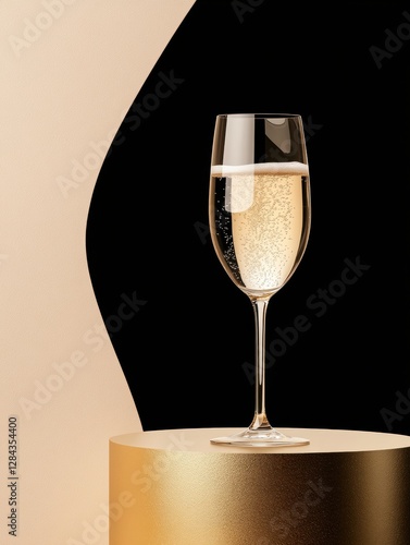 Elegant champagne flute display on golden table luxe setting modern photography