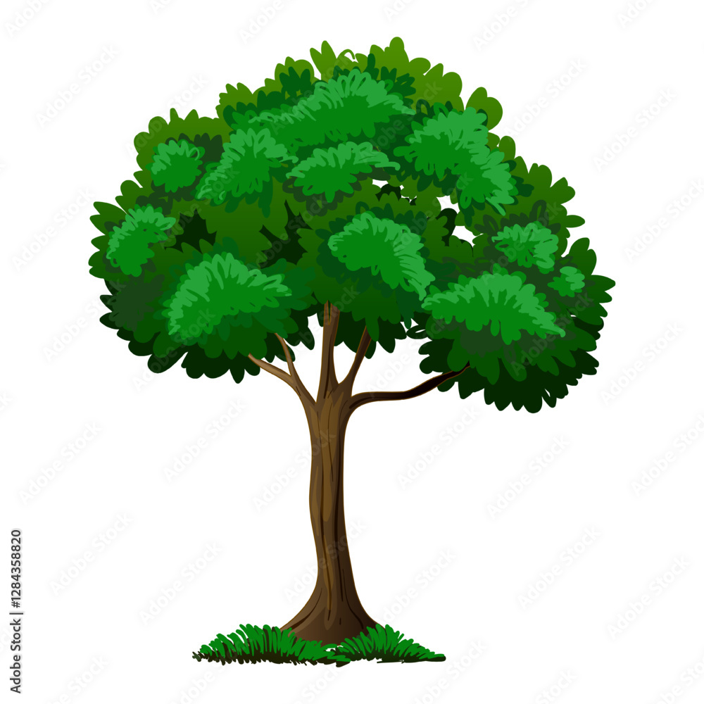 Obraz premium Realistic Tree Illustration and Eco-Friendly Design. Illustration of a tree with white background. Vector Illustration.