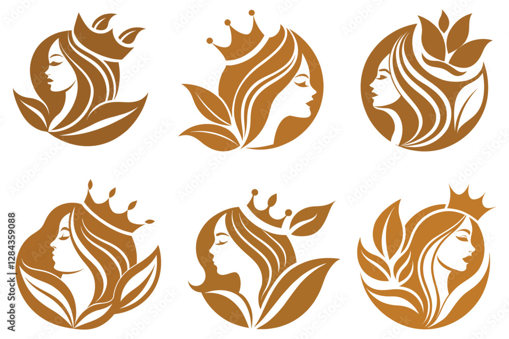 Fototapeta premium a luxurious golden beauty logo featuring a woman line art