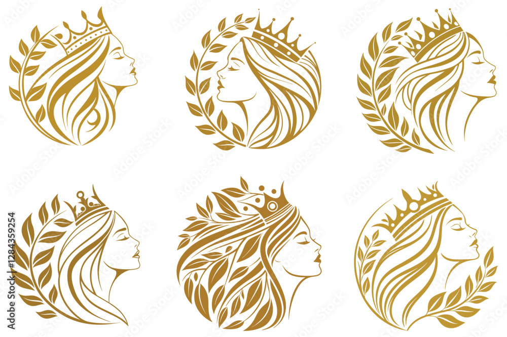 Obraz premium a luxurious golden beauty logo featuring a woman line art