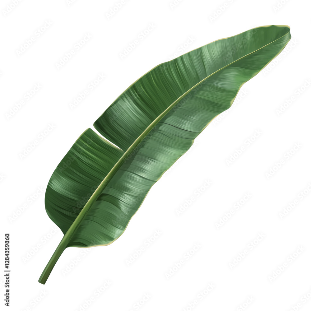 green banana leaf isolated on transparent background generative ai green banana leaf isolated on transparent background generative ai