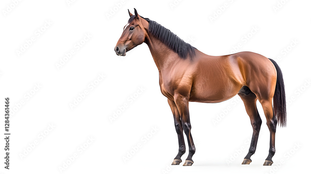 Bay Horse Isolated on White Background - Centered Composition
Bay Horse Isolated on White Background - Centered Composition