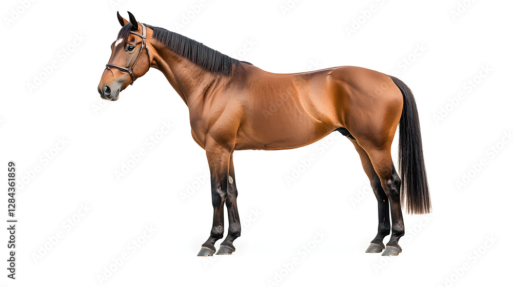 Bay Horse Isolated on White Background - Centered Composition
Bay Horse Isolated on White Background - Centered Composition