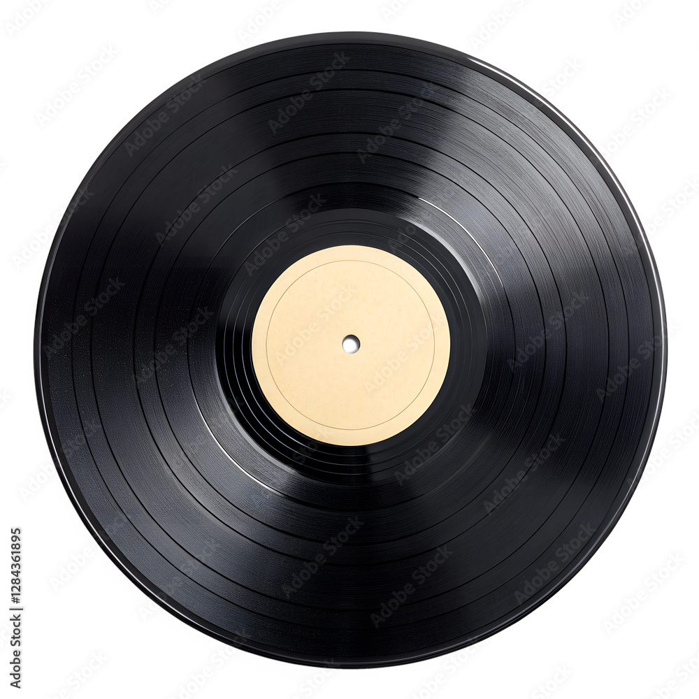 Obraz premium Black Vinyl Record on Transparent Background