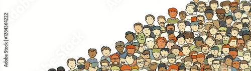 Diverse crowd gathering, community, social event, background use