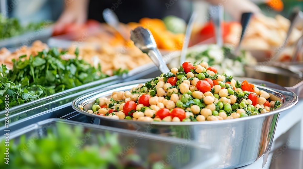Fresh and healthy vegetarian salad bar featuring vibrant vegetables and greens : Generative AI Fresh and healthy vegetarian salad bar featuring vibrant vegetables and greens : Generative AI