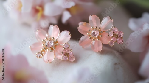 The romantic cherry blossom themed earrings photo