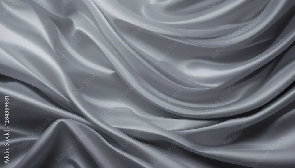 Stunning Close-Up of Draped Silver Silk Fabric, Luxurious Texture and Elegant Flowing Waves, Smooth Surface with Subtle Highlights and Shadows Stunning Close-Up of Draped Silver Silk Fabric, Luxurious Texture and Elegant Flowing Waves, Smooth Surface with Subtle Highlights and Shadows