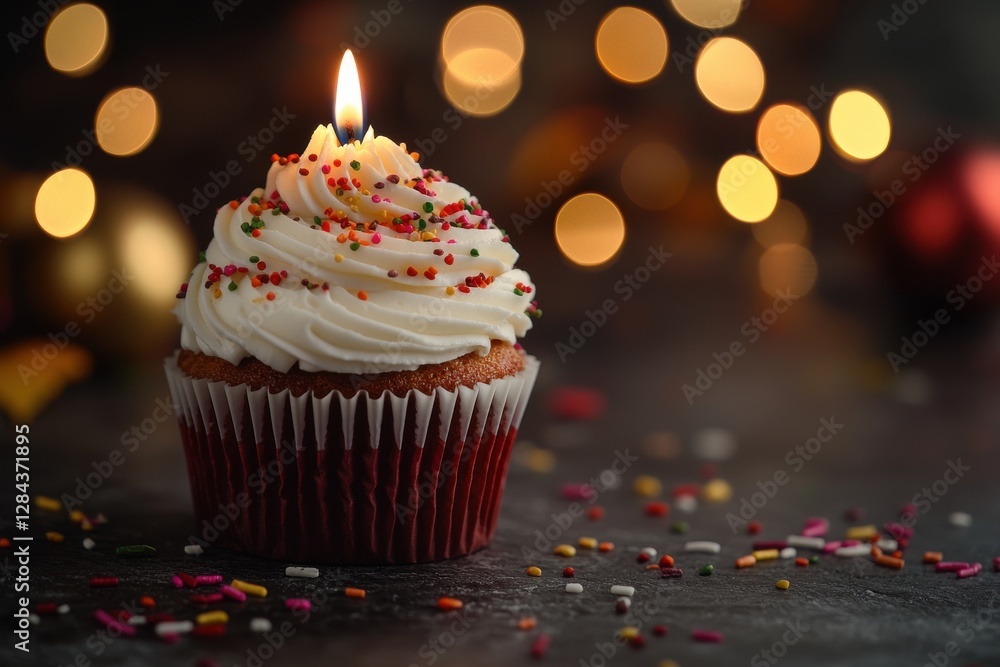 Birthday Wish: Cupcake & Glowing Candle Birthday Wish: Cupcake & Glowing Candle