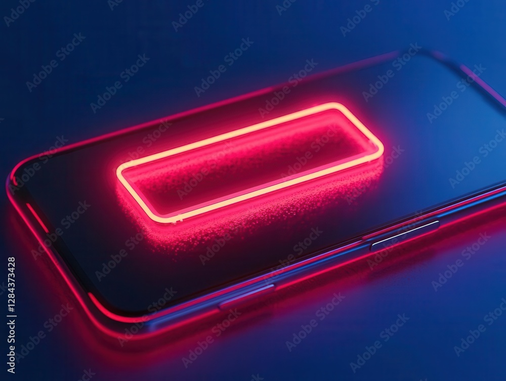 Glowing neon warning sign reading Identity Stolen appearing on a smartphone screen Glowing neon warning sign reading Identity Stolen appearing on a smartphone screen