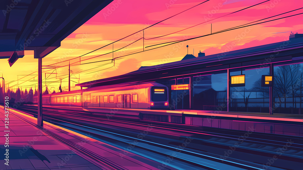 Naklejka premium blured train passing station