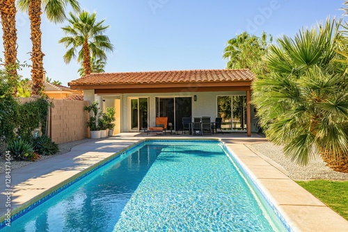 Wallpaper Mural Luxury villa with a pool and sunny weather surrounded by palm trees Torontodigital.ca