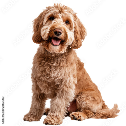 golden doodle dog isolated on transparent background