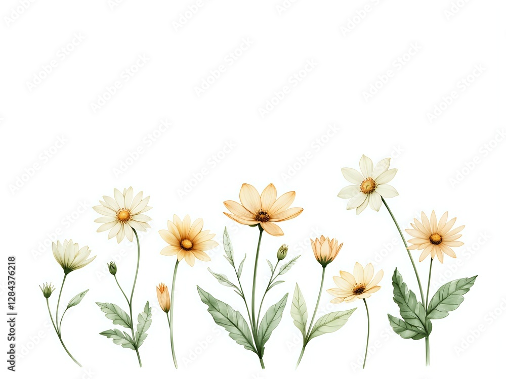 Delicate floral arrangement with soft yellow and white flowers Delicate floral arrangement with soft yellow and white flowers