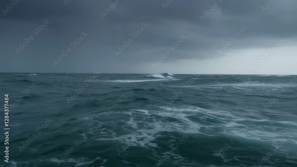 Dramatic Ocean Waves Under Dark Clouds Dramatic Ocean Waves Under Dark Clouds