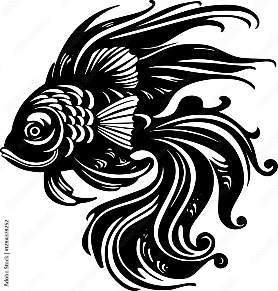 Fish - Black and White Isolated Icon - Vector illustration Fish - Black and White Isolated Icon - Vector illustration