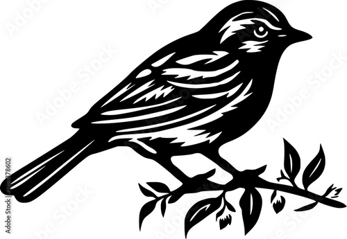 Sparrow - Black and White Isolated Icon - Vector illustration