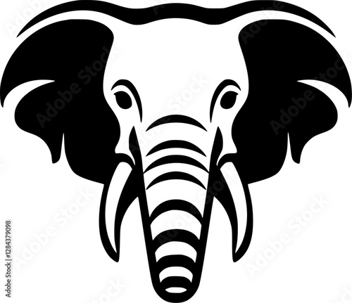 Elephant - Black and White Isolated Icon - Vector illustration