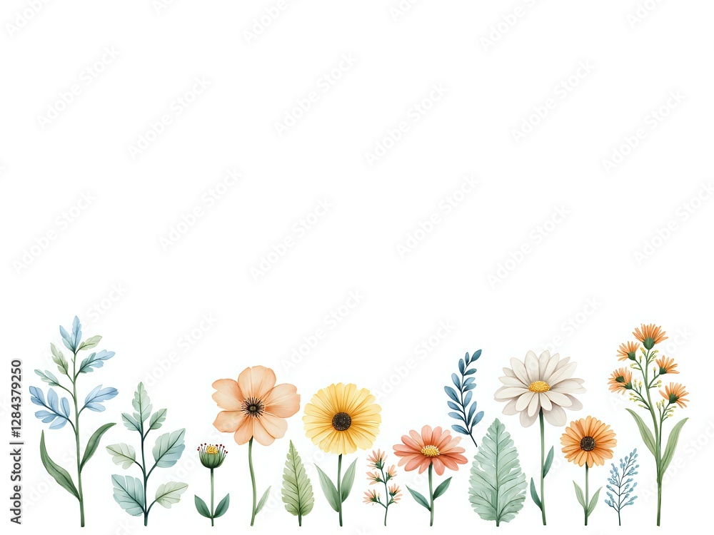 Naklejka premium Charming floral arrangement with various colorful flowers and leaves