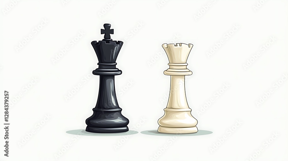 Black and White Chess Queens: A Hand-Drawn Illustration AI Generated Black and White Chess Queens: A Hand-Drawn Illustration AI Generated