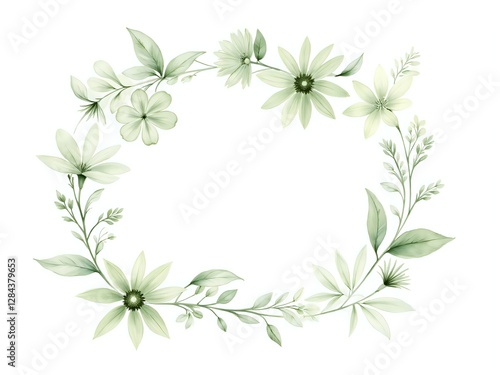 Delicate green floral wreath with subtle textures