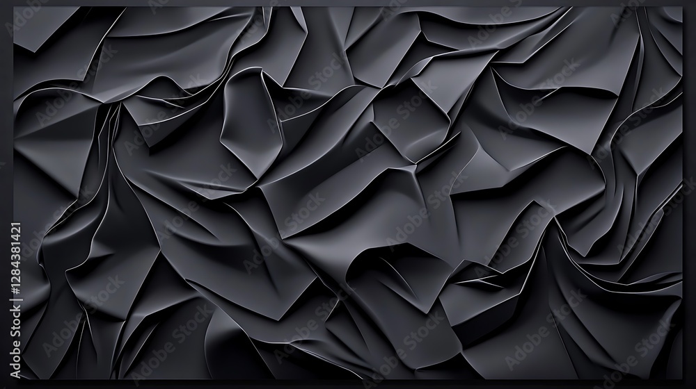 Obraz premium Abstract Black 3D Render: Sculpted Forms in Shadow AI Generated