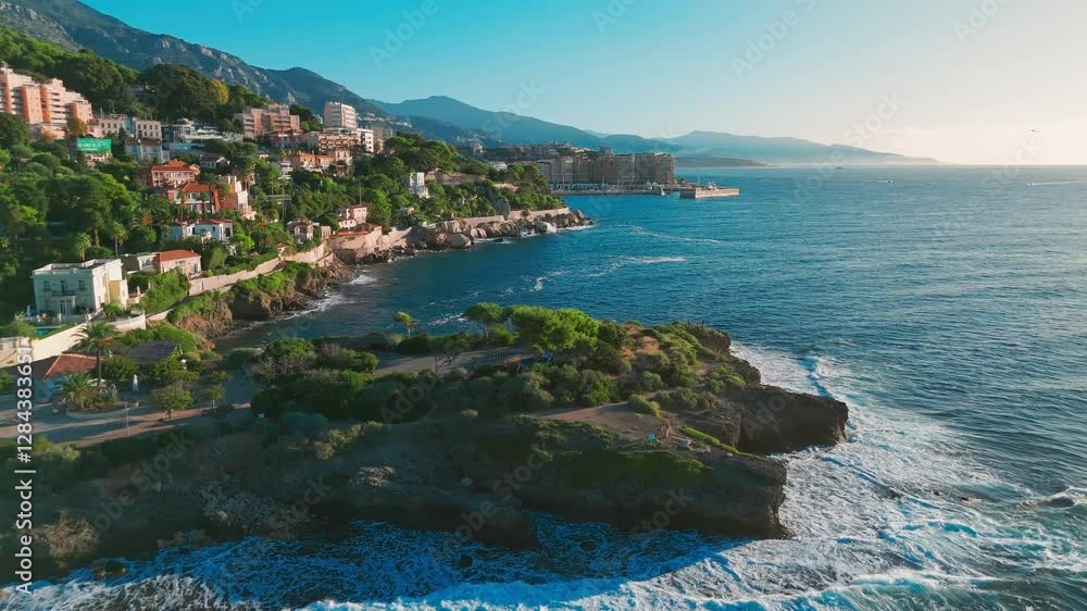 Aerial view of the French Riviera coastline between Nice and Monaco, France Aerial view of the French Riviera coastline between Nice and Monaco, France