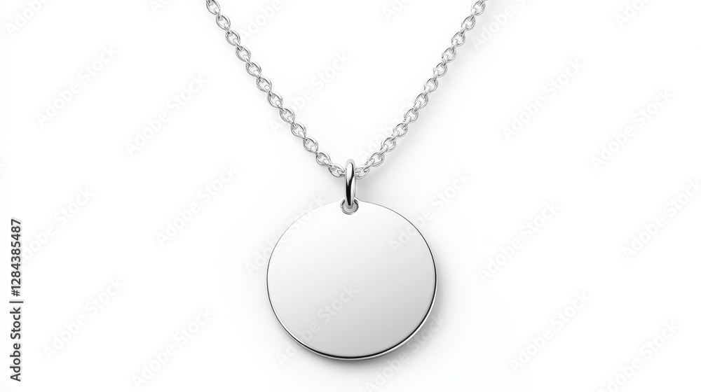 A simple yet elegant silver necklace featuring a round blank pendant, ideal for personal messages or custom engravings, showcasing minimalist design and versatility A simple yet elegant silver necklace featuring a round blank pendant, ideal for personal messages or custom engravings, showcasing minimalist design and versatility
