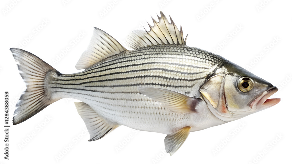 Striped Bass Fish on Transparent Background Striped Bass Fish on Transparent Background