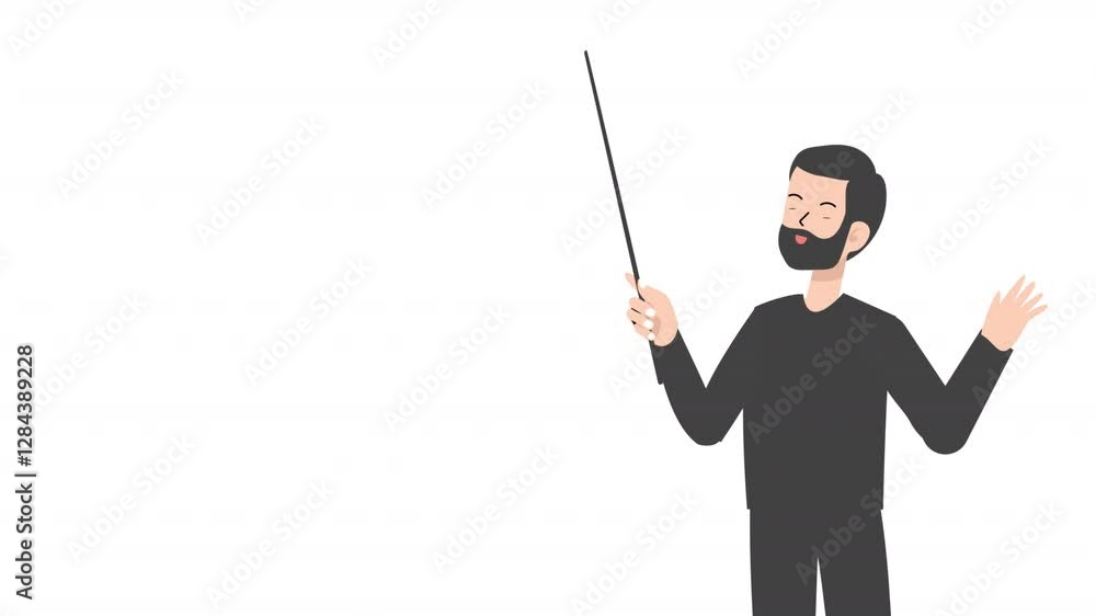 Video businessman holding stick presentation cartoon animation Video businessman holding stick presentation cartoon animation